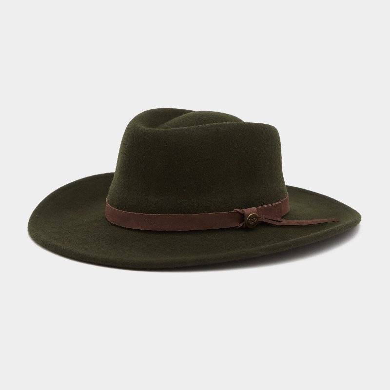 Hoggs of Fife Perth Crushable Felt Hat in Olive