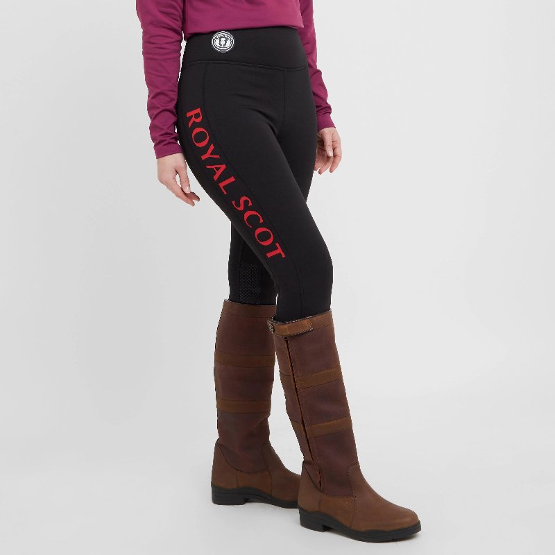Royal Scot Women's Harper Knee Patch Winter Riding Tights in Black