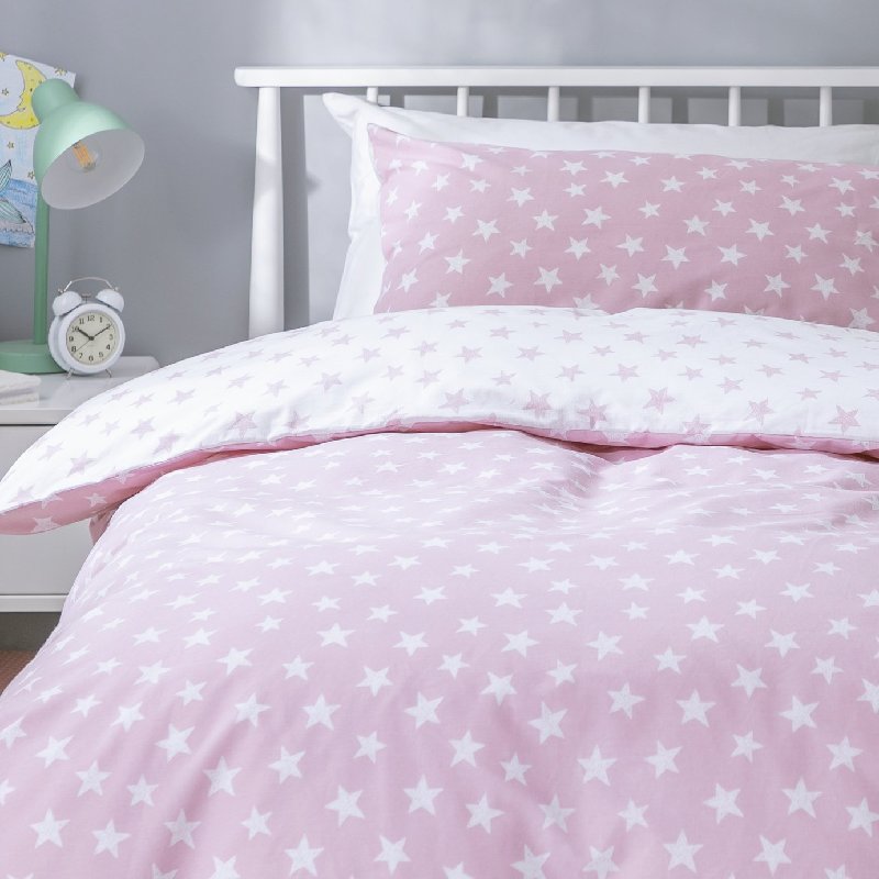 Habitat Kids Reversible Star Pink Bedding Set - Toddler Size (150x120cm)
