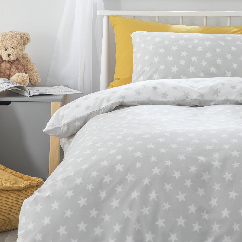 Habitat Kids Reversible Star Grey Bedding Set - Single Size