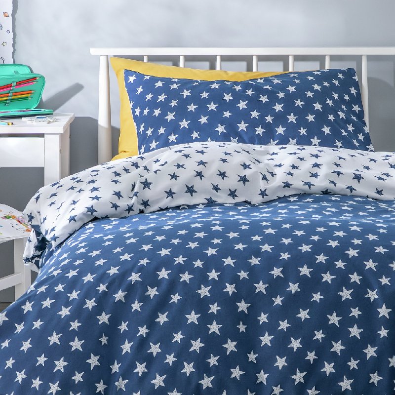 Habitat Kids Reversible Star Navy Bedding Set - Toddler Single (150x120cm)