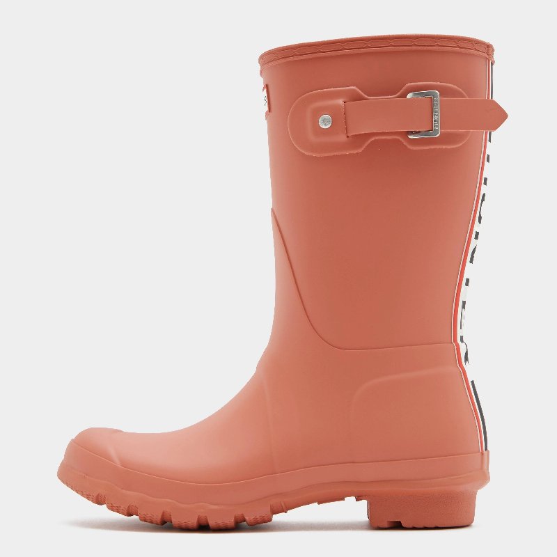 Hunter Women's Original Short Tri Colour Wellington Boots in Red Flurry