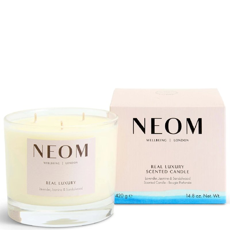 NEOM Wellbeing Real Luxury De-Stress 3 Wick Candle, 420g