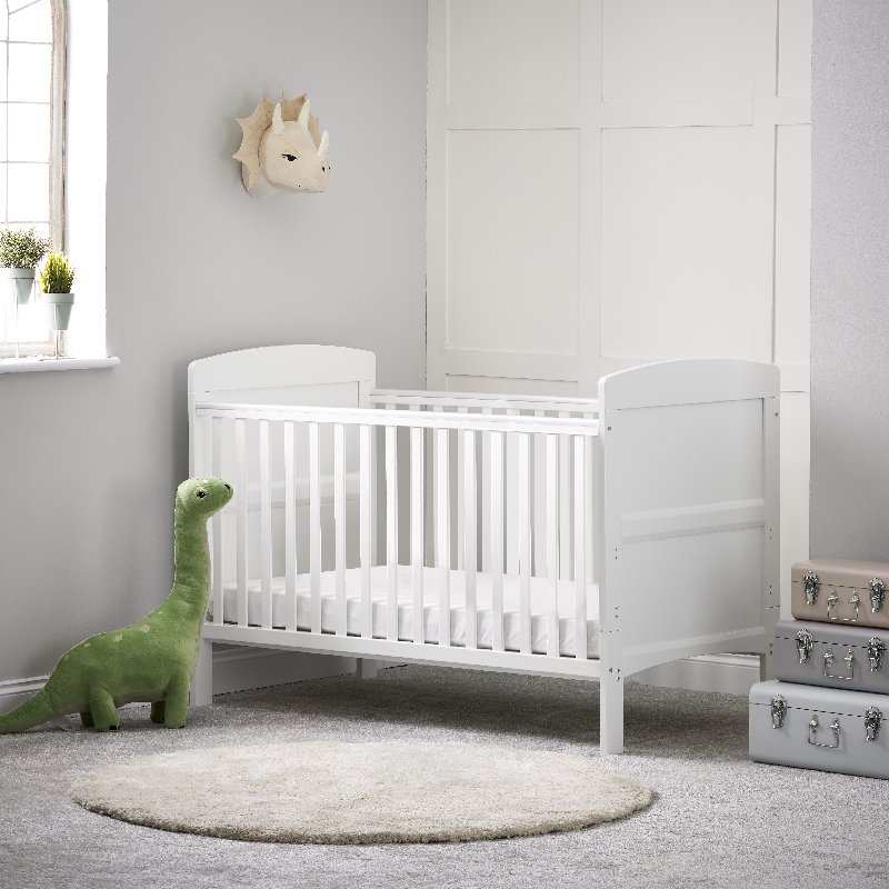 Obaby Grace Cot Bed in White, Converts to Toddler Bed