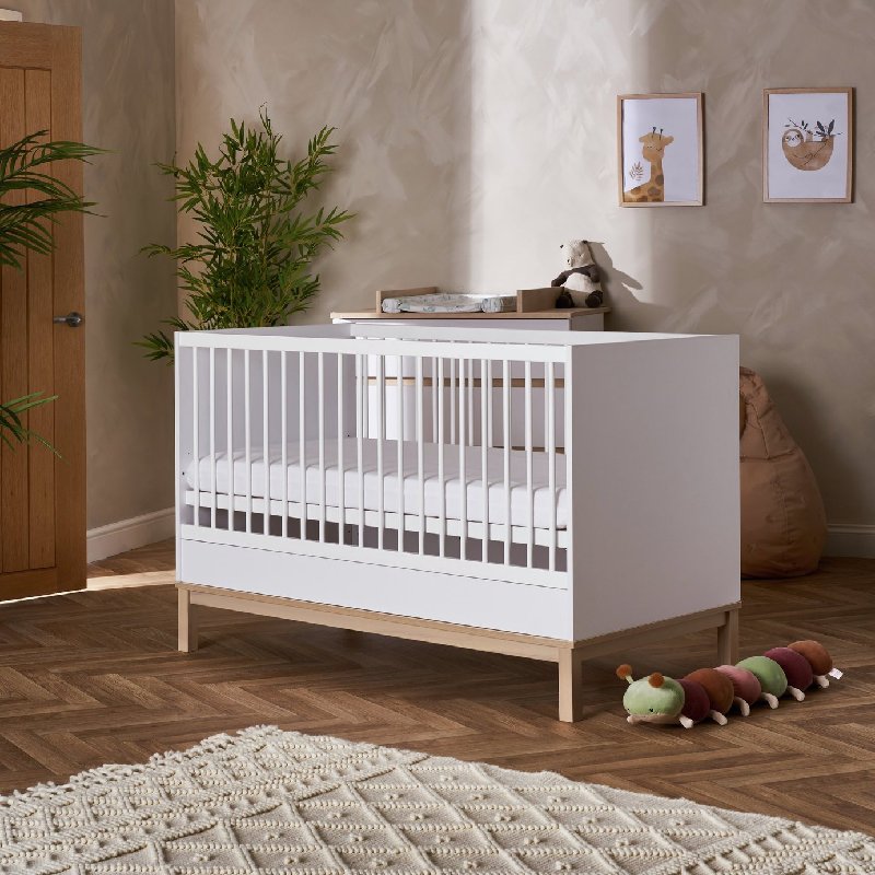 Obaby Astrid Cot Bed in White, Converts to Toddler Bed