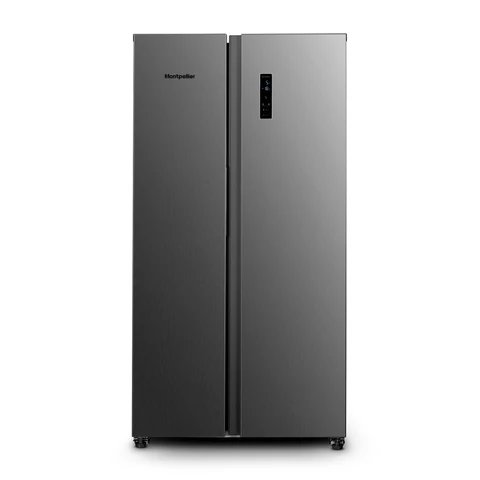 Montpellier MSBS442X Inox American Style Side by Side Fridge Freezer 442L