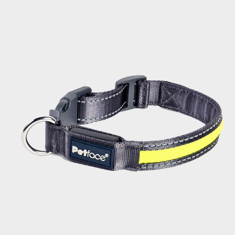 Petface Reflective Flashing Dog Collar Medium in Yellow