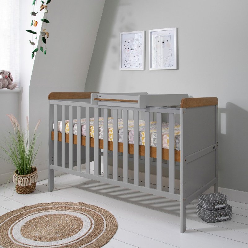 Tutti Bambini Rio Cot Bed with Top Changer and Mattress - Grey