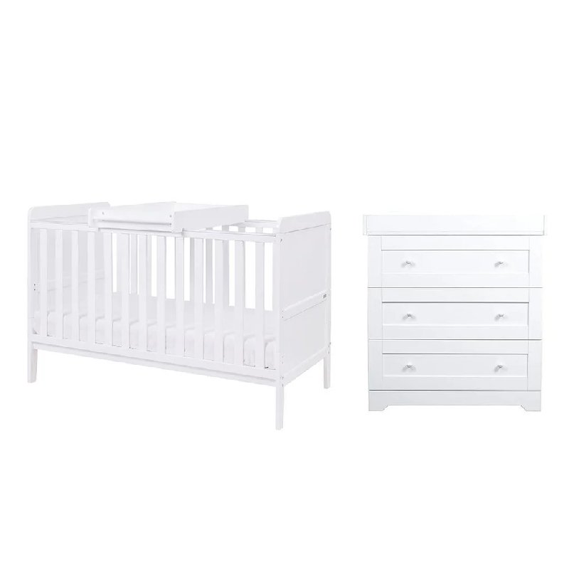 Tutti Bambini Rio Cot Bed and Dresser Nursery Set in White