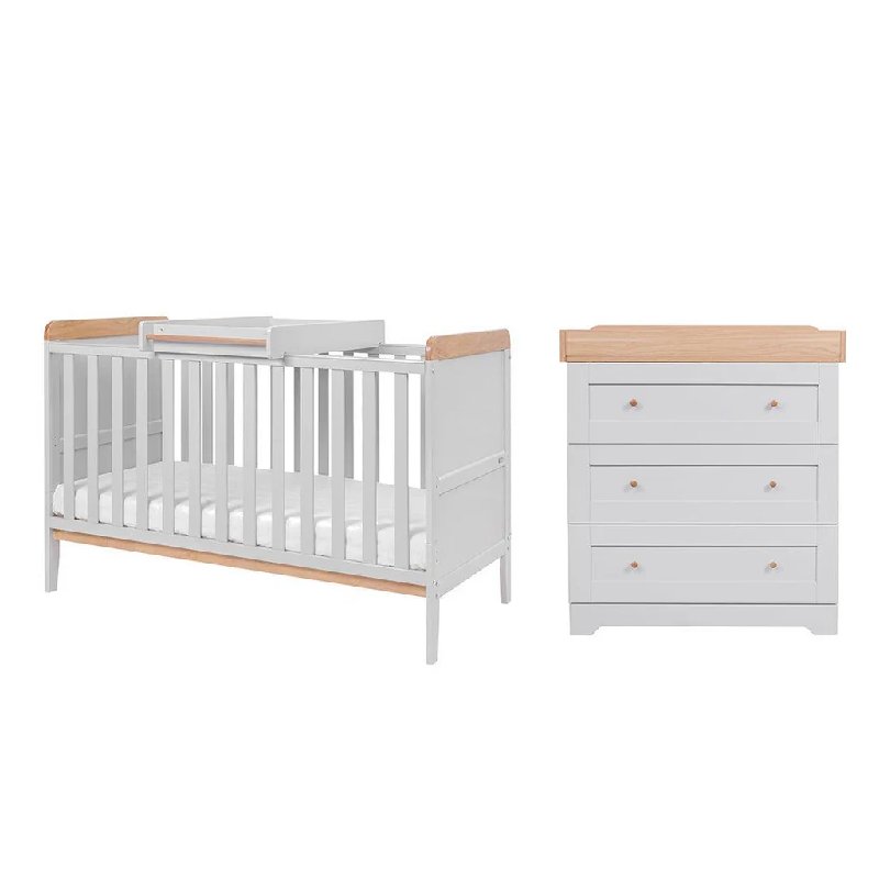 Tutti Bambini Rio 2 Piece Nursery Furniture Set in Dove Grey with Honey Oak