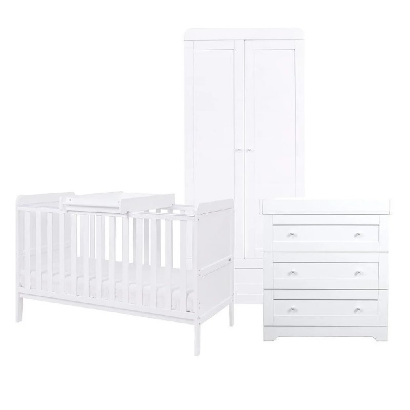 Tutti Bambini Rio 3-Piece Cot Bed Nursery Furniture Set in White