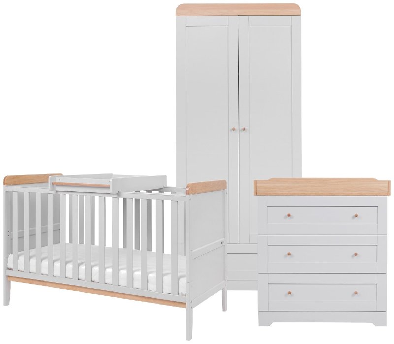Tutti Bambini Rio 3 Piece Nursery Furniture Set in Dove Grey and Oak