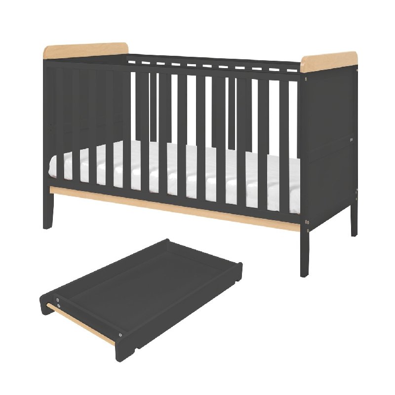 Tutti Bambini Rio Cot Bed with Top Changer and Mattress in Slate Oak