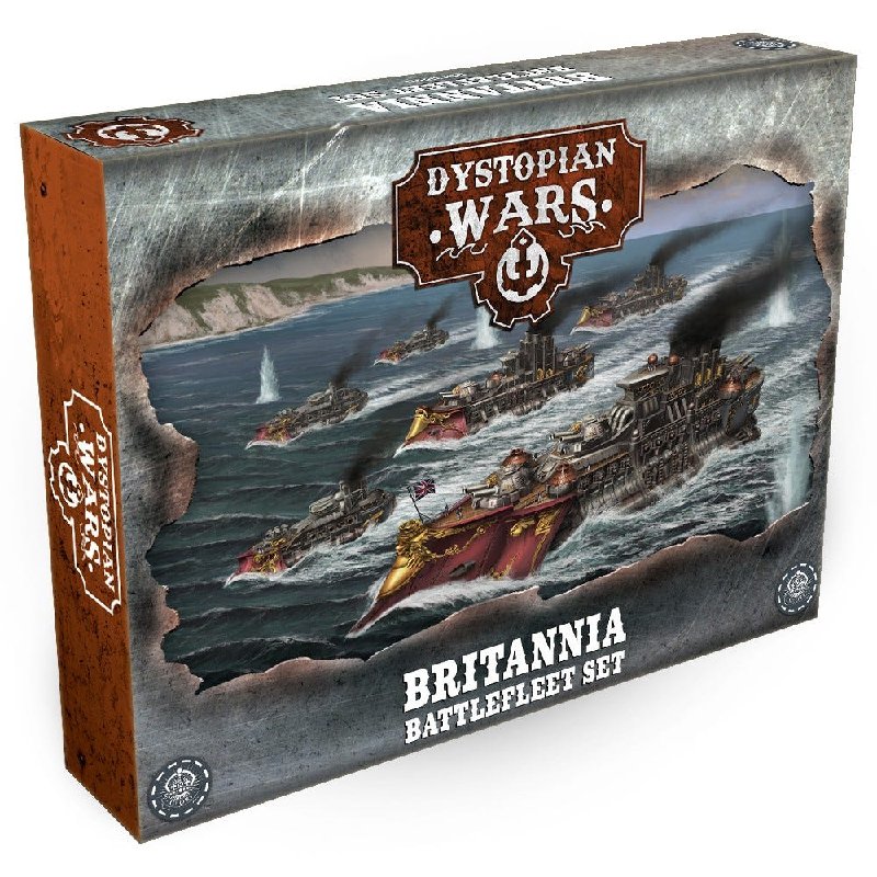 Dystopian Wars Britannia Battlefleet Set - Britannia Battleship, Albion Cruisers, Caliburn Frigates