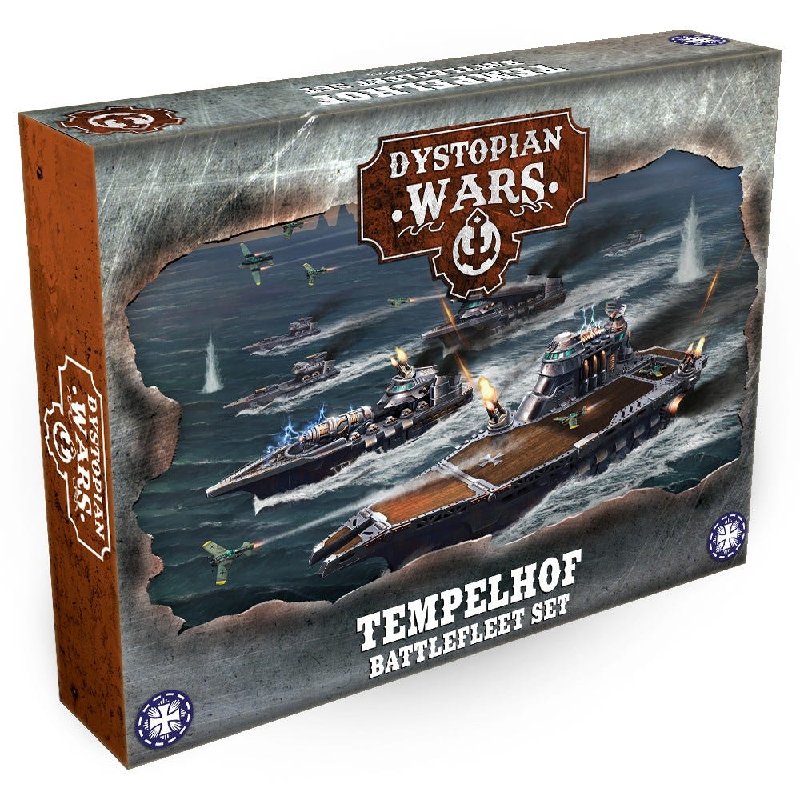 Dystopian Wars Tempelhof Battlefleet Set - Prussian Fleet Carrier with Cruisers and Destroyers
