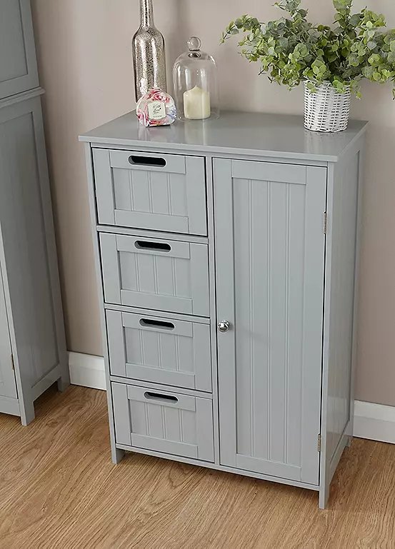 GFW Colonial 1 Door 4 Drawer Multi Unit in Grey