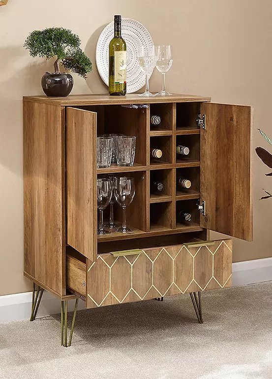 GFW Orleans 2 Door Wine Cabinet in Mango Wood Effect