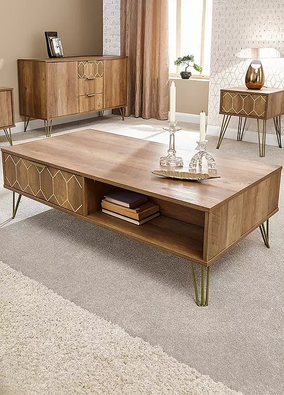 GFW Orleans 2 Drawer Coffee Table in Mango Wood Effect