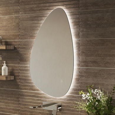 Sensio Mistral Curved Wall-Mounted Bathroom Mirror with Colour-Changing LED Lights, 80cm x 55cm, Silver