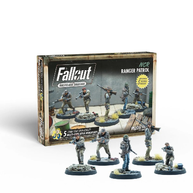 Fallout Wasteland Warfare NCR Ranger Patrol Miniatures Set - 5 Unpainted Figures