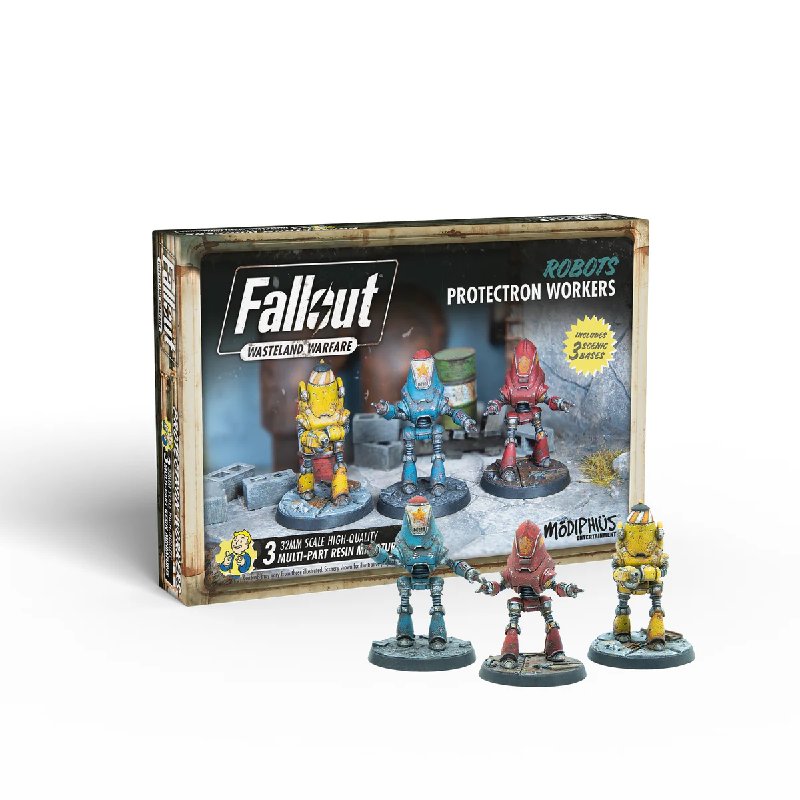 Fallout Wasteland Warfare Protectron Workers Box Set - 3 x 32mm Scale Resin Miniatures