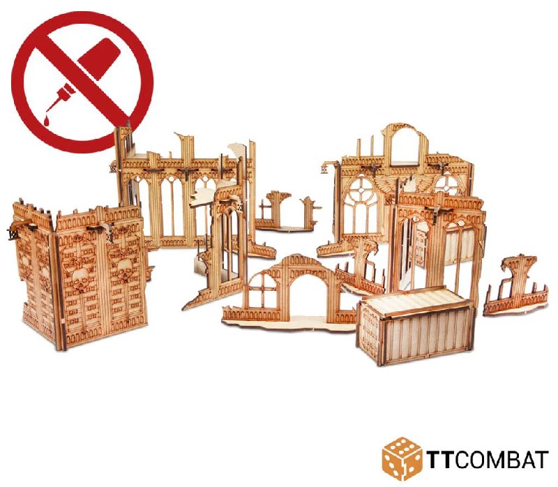 TTCombat Tabletop Scenics Sci-fi Gothic City Quadratum Ruins MDF Terrain Kit