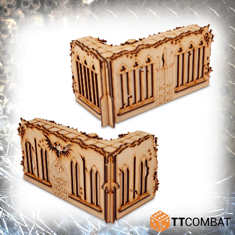 TT Combat Sci-fi Gothic Municipium Sector Small Corner Ruins MDF Terrain Kit