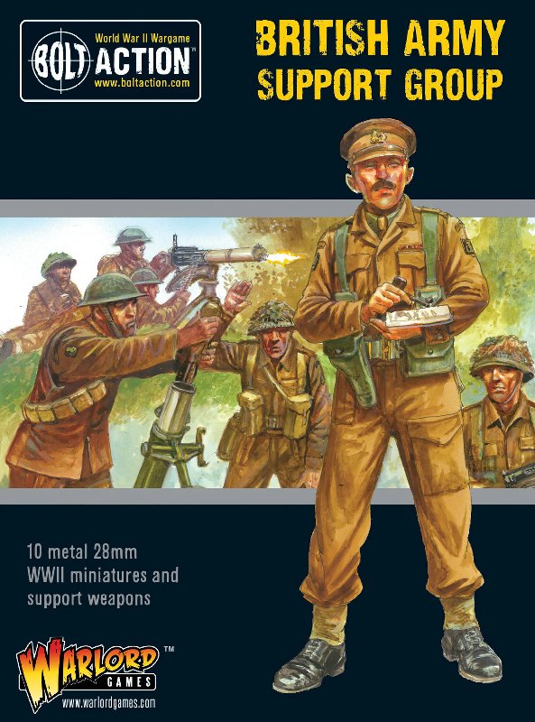 Bolt Action British Army Support Group Box Set with HQ, Mortar & MMG Teams