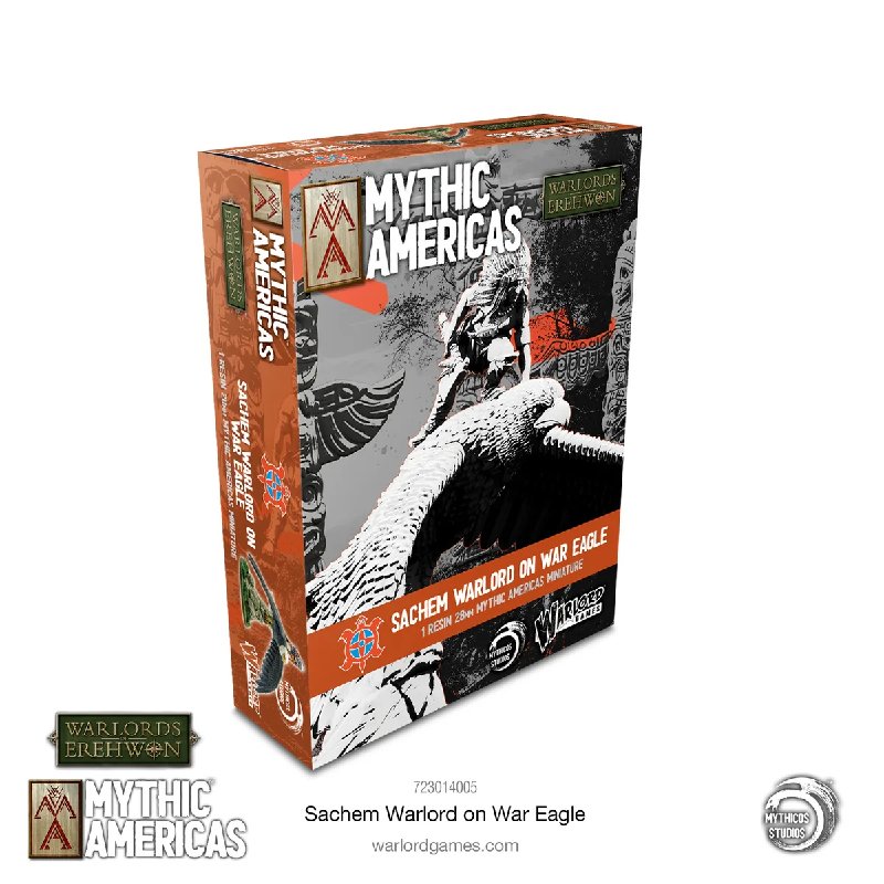 Warlords of Erehwon Mythic America Sachem Warlord on War Eagle - 28mm Metal Miniature