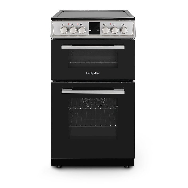 Montpellier MDOC50FS Silver 4 Zone Electric Cooker with Double Oven