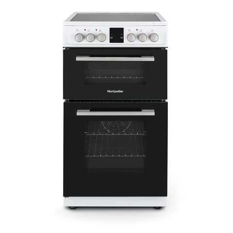 Montpellier MDOC50FW White 50cm Double Ceramic Cooker with 58/32L Capacity