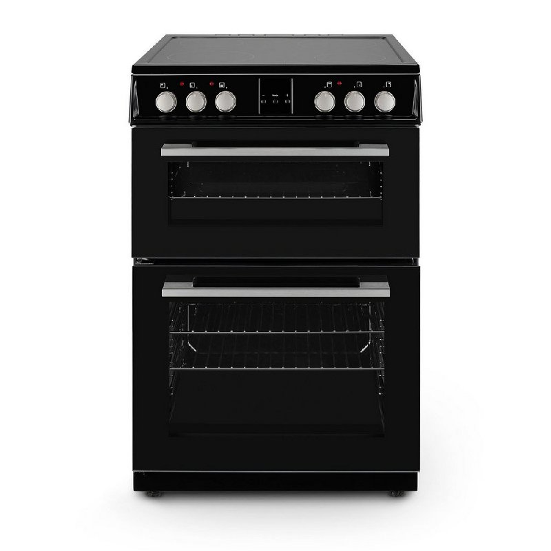 Montpellier MDOC60FK Black 60cm Double Oven Electric Cooker with 4-Zone Ceramic Hob