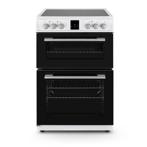 Montpellier MDOC60FW White 60cm Ceramic Double Cooker with 72/39L Capacity
