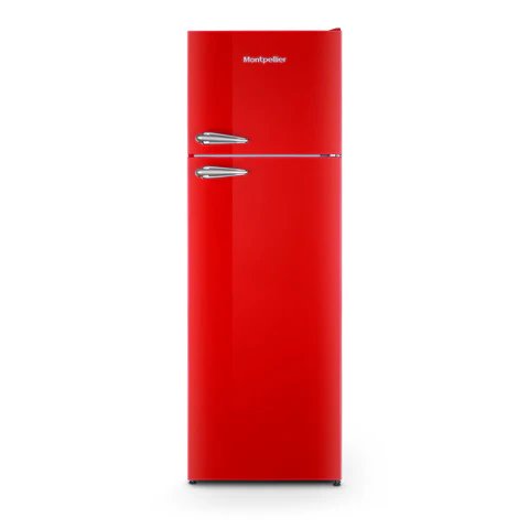 Montpellier MAB346ER Red Retro 80/20 Top Mount Fridge Freezer - 312L Capacity