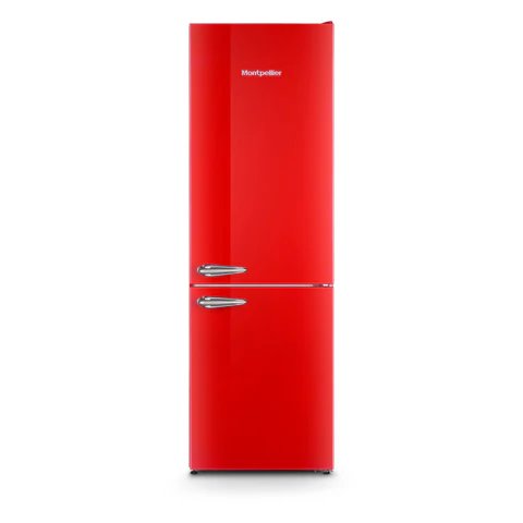 Montpellier MAB386ER 60/40 Red Retro No Frost Fridge Freezer, 186cm Tall, 295L