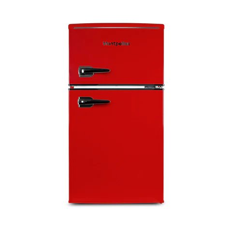 Montpellier MAB2035ER 45.3cm Low Frost Undercounter Retro Fridge Freezer in Red