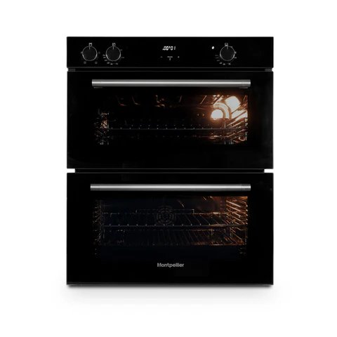 Montpellier MBUDO72 Black Built-Under Double Oven - 39L/53L Capacity - A/A Energy