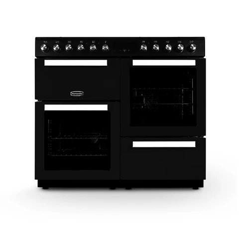 Montpellier MDFRC100K Black Dual Fuel Range Cooker - 100cm, 7 Gas Burners, 2 Ovens