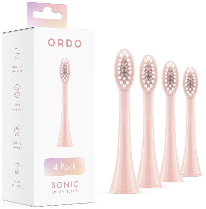 Ordo Sonic Rose Gold Electric Brush Heads - 4 Pack, Medium Bristles, Model SPH2000-RG