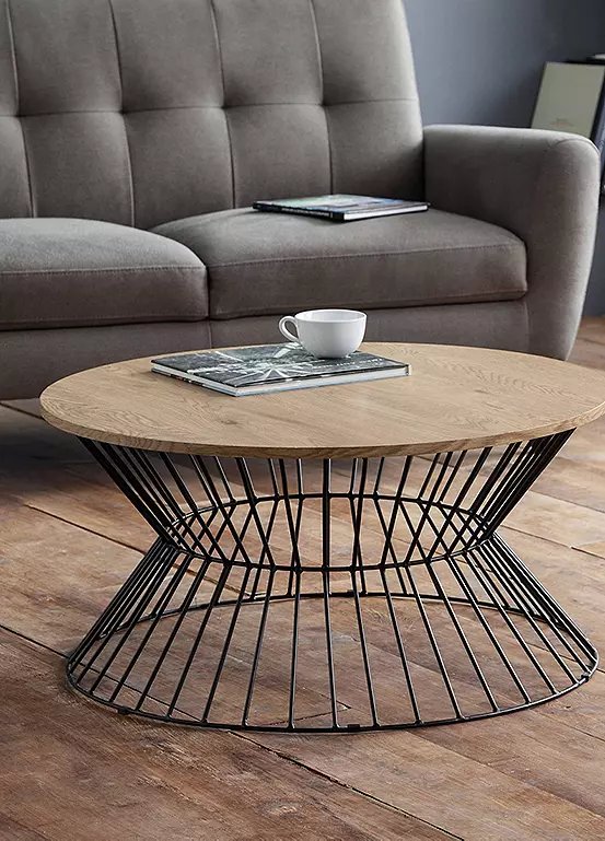 Julian Bowen Jersey Round Coffee Table with Oak Effect Top - Natural