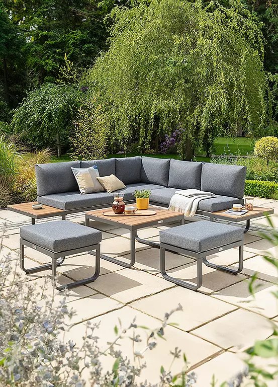 Norfolk Leisure Billingford 7 Seater Garden Corner Sofa Set with Table and Footstools