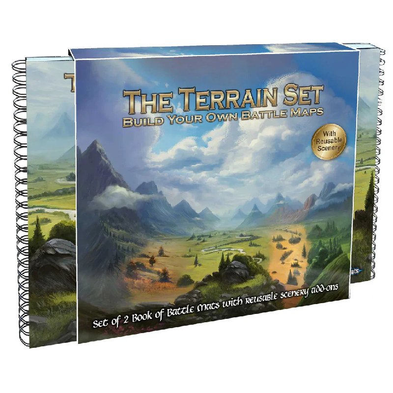 Loke Battlemats Terrain Set: 2 Books of Battle Mats with Reusable Scenery Clings
