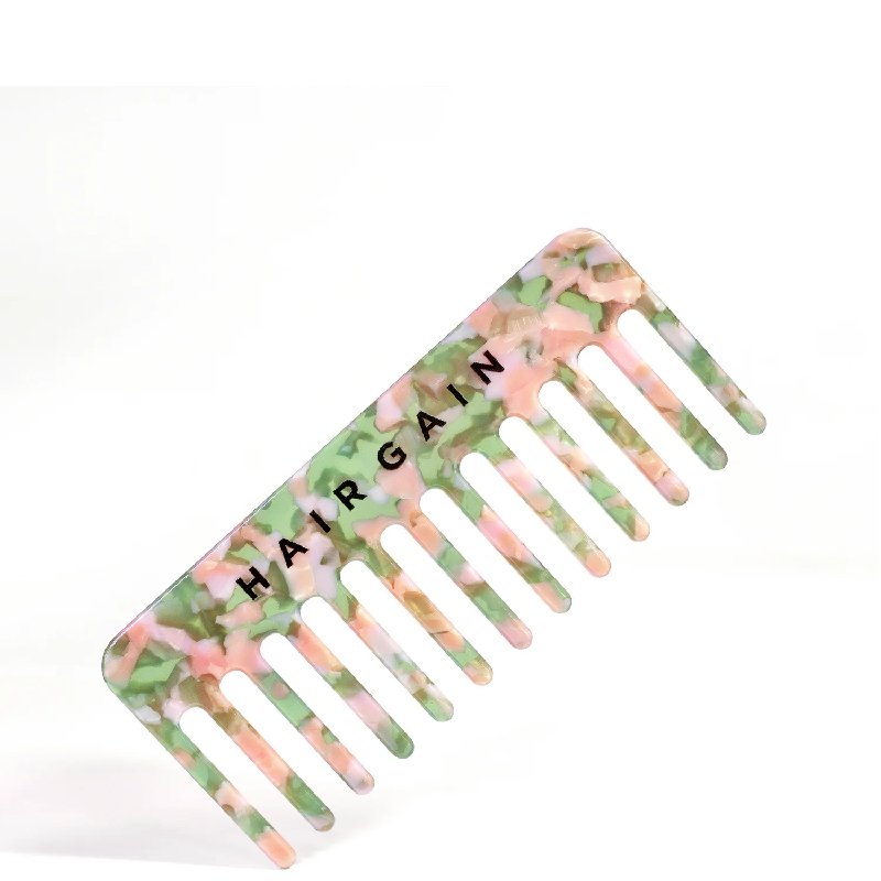Hair Gain Comb Wide-Tooth Detangling Brush in Multicoloured Marble