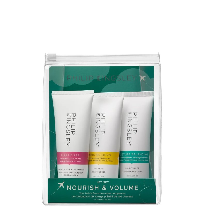 Philip Kingsley Nourish and Shine Jet Set with Body Building Shampoo, Conditioner, and Elasticizer