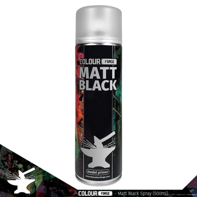 The Colour Forge Matt Black Spray Paint, 500ml Can