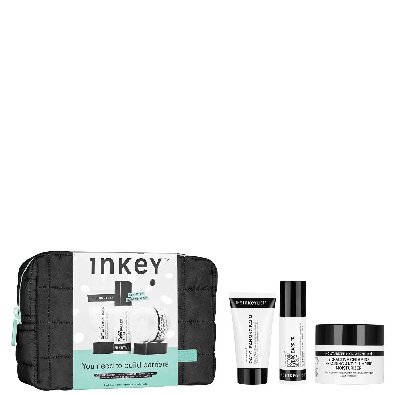 The INKEY List Barrier Boosting Trio Set with Oat Cleansing Balm 50ml, Ectoin Serum 30ml & Ceramide Moisturiser 50ml