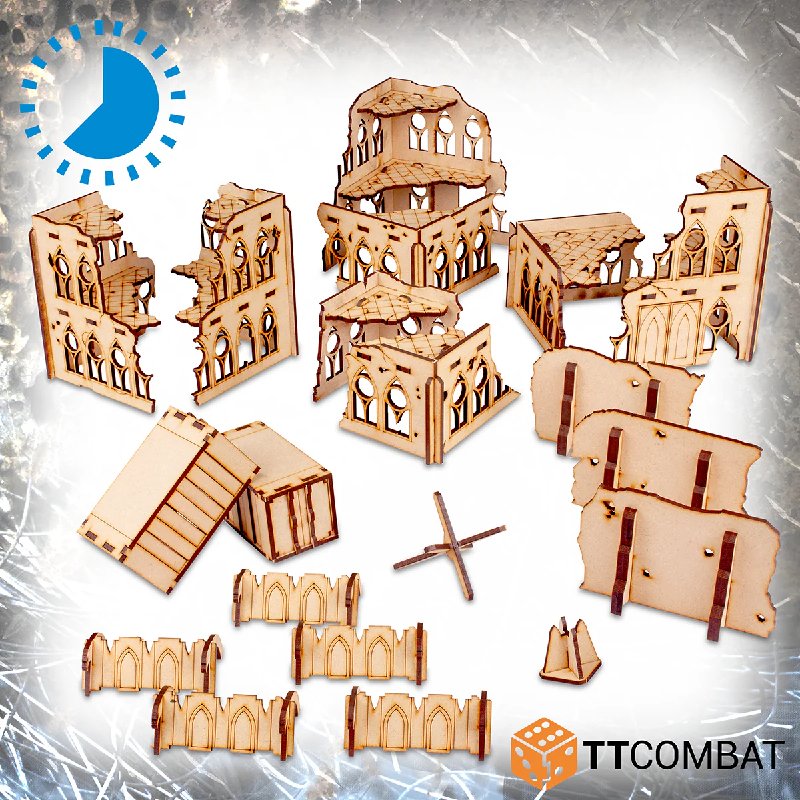 TTCombat Tabletop Scenics Sci-fi Gothic Razed District MDF Terrain Kit