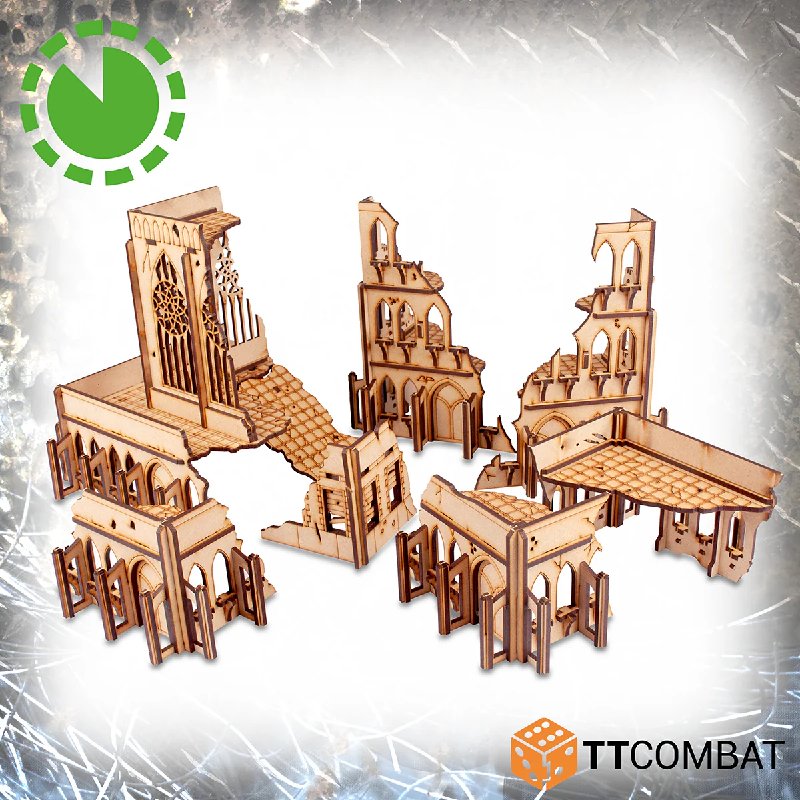 TTCombat Tabletop Scenics Sci-fi Gothic Hallowed Ruins 7-Piece MDF Terrain Set