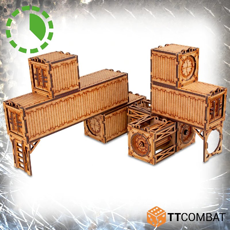 TTCombat Tabletop Scenics Sci-fi Gothic Freighter Graveyard Small Containers MDF Kit