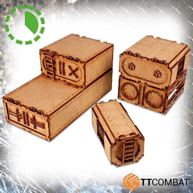 TT Combat Sci-fi Gothic Freighter Graveyard Large Containers MDF Terrain Kit